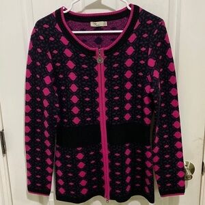 Neve Nordic Wool Full Zip Ski Cardigan Pink Purple Women’s Size Medium Winter